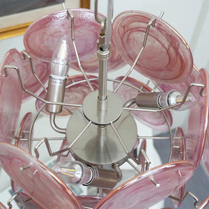 Vintage Murano Pink Glass Chandelier