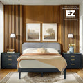 Annette Contemporary Upholstered Headboard Curved Wood Bed Frame