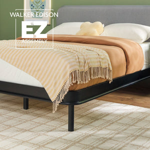 Annette Contemporary Upholstered Headboard Curved Wood Bed Frame