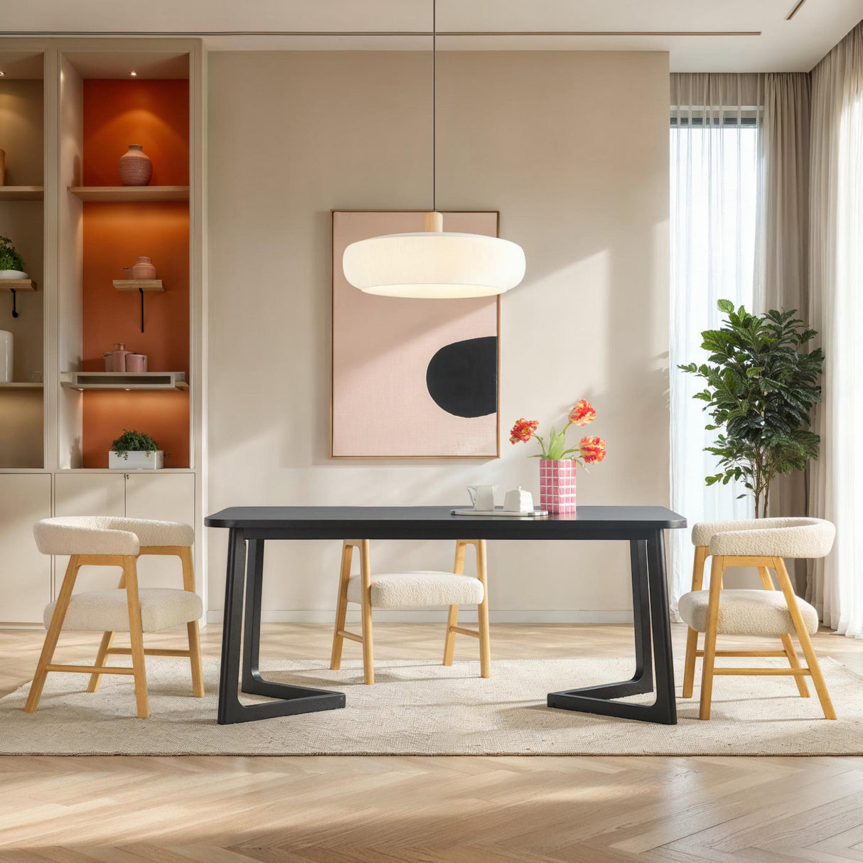 Ezra Modern Solid Wood Rectangle Dining Table for 6