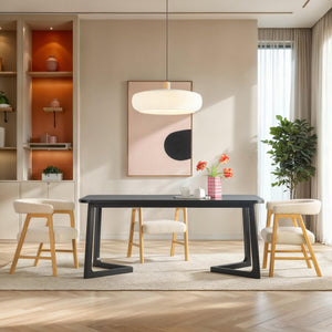 Ezra Modern Solid Wood Rectangle Dining Table for 6
