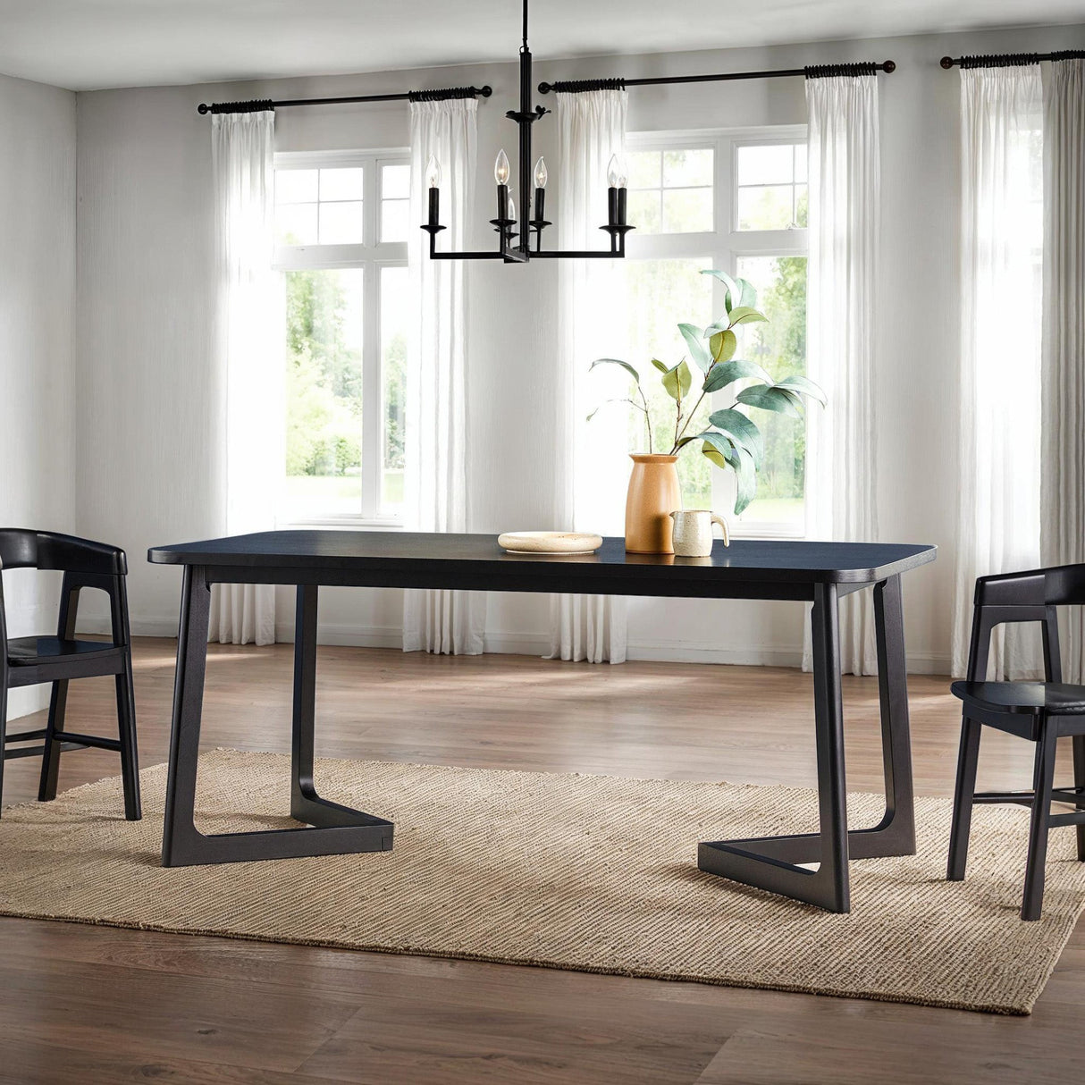 Ezra Modern Solid Wood Rectangle Dining Table for 6