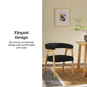Ezra Modern Solid Wood Dining Chair with Boucle Upholstery (Set of 2)