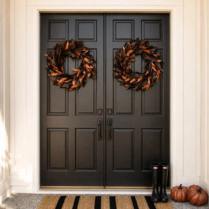 30" Faux Brown Magnolia Leaf Wreath
