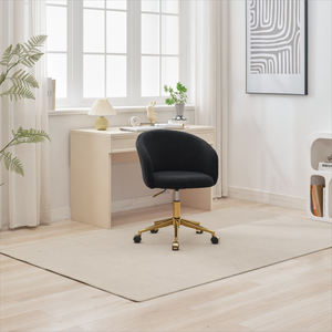 Walker Edison | Black Teddy Desk Chair with Gold Rolling Base