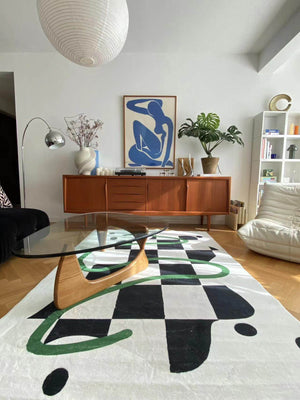 Black and White Checkered Rug