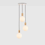 Triple Pendant in Oak + Sphere IV - White Canopy