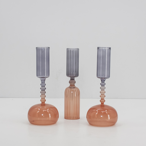 Etched Borosilicate Glass Bud Vases in Smoke