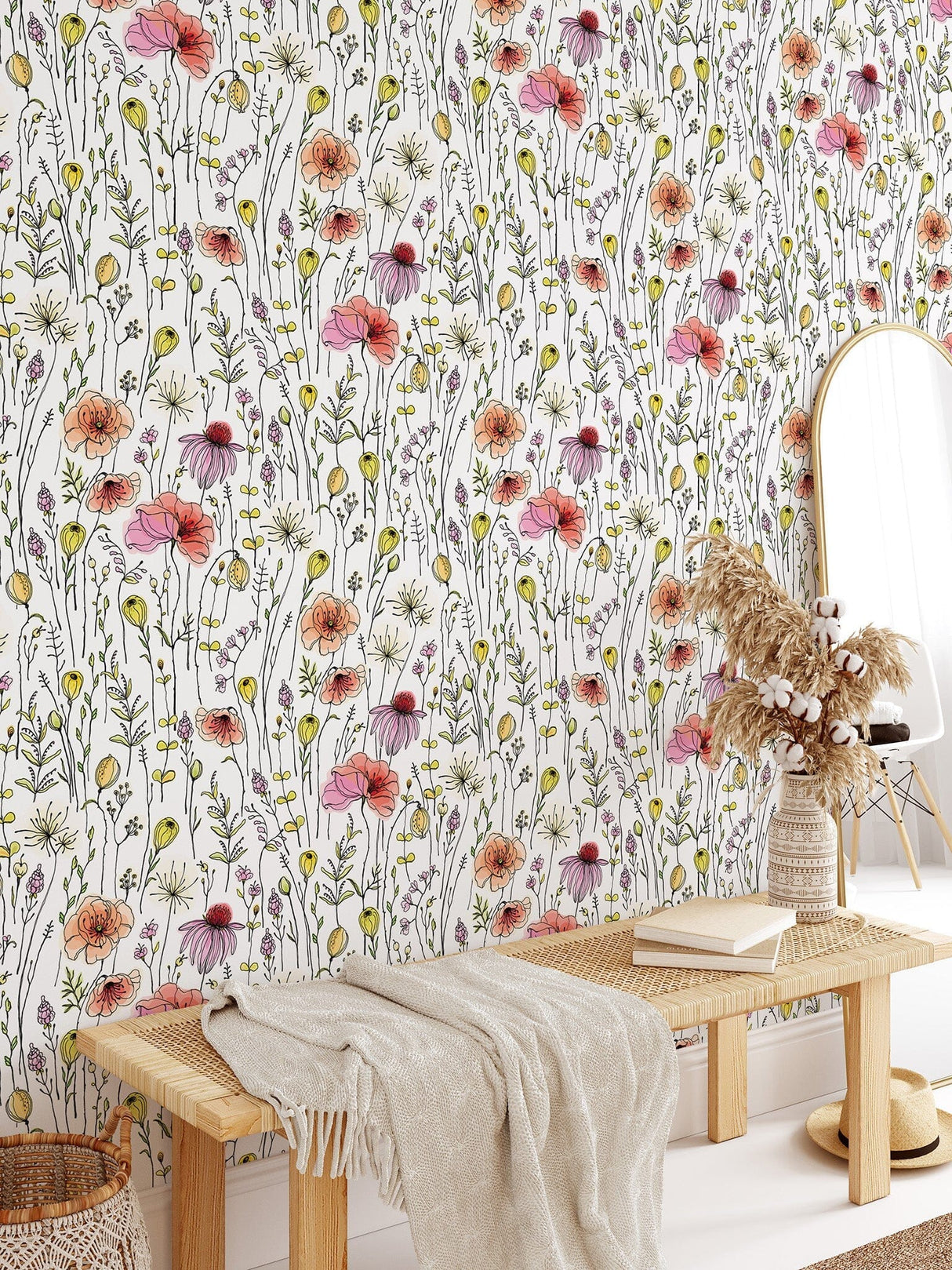 Colorful Wildflowers Peel and Stick Wallpaper