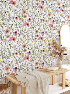 Colorful Wildflowers Peel and Stick Wallpaper