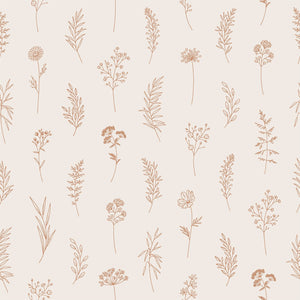 Modern Botanical Wallpaper Peel and Stick - Thin Line Wildflowers