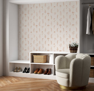 Modern Botanical Wallpaper Peel and Stick - Thin Line Wildflowers