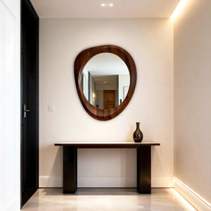 Woodworked Elegance Irregular Round Mirror