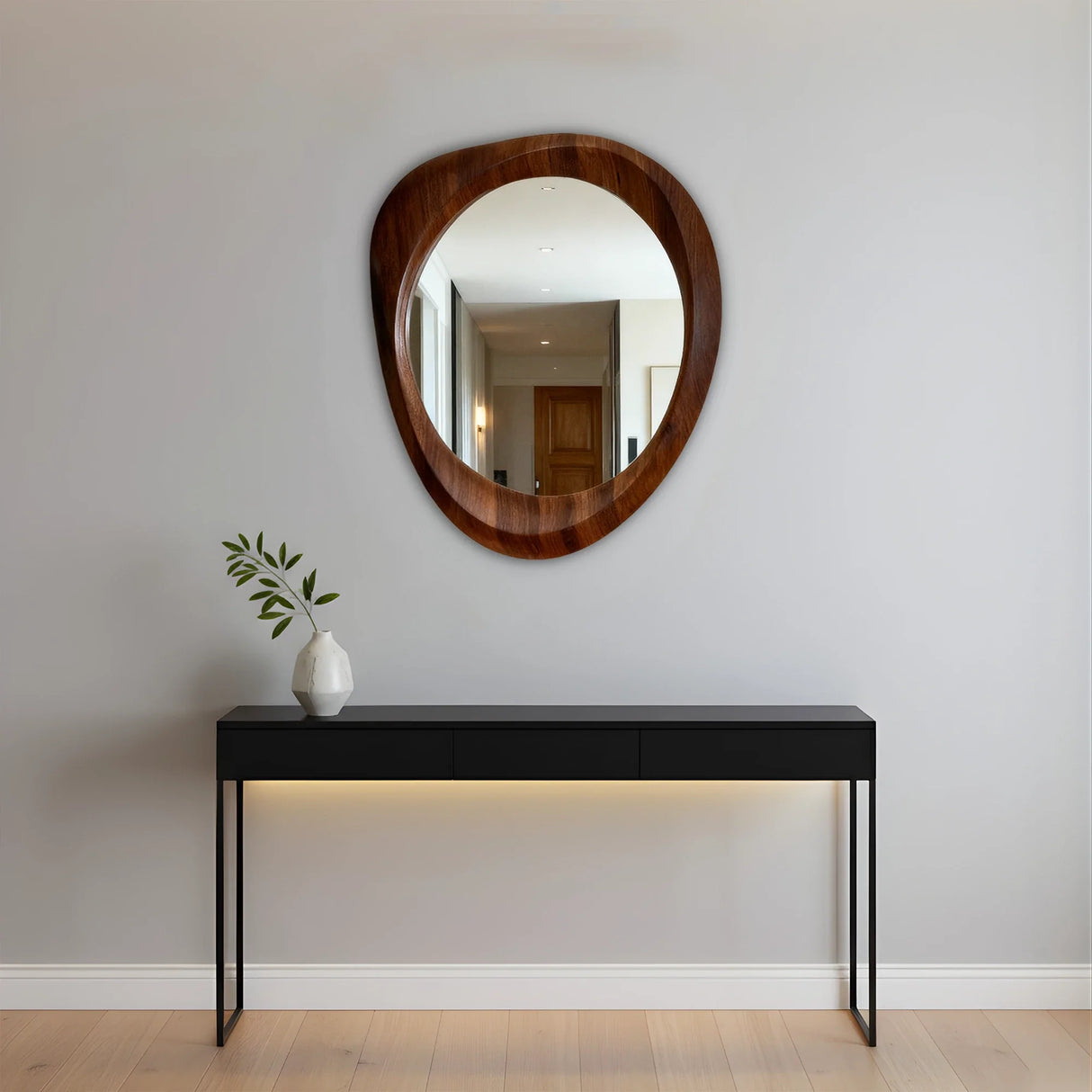 Woodworked Elegance Irregular Round Mirror