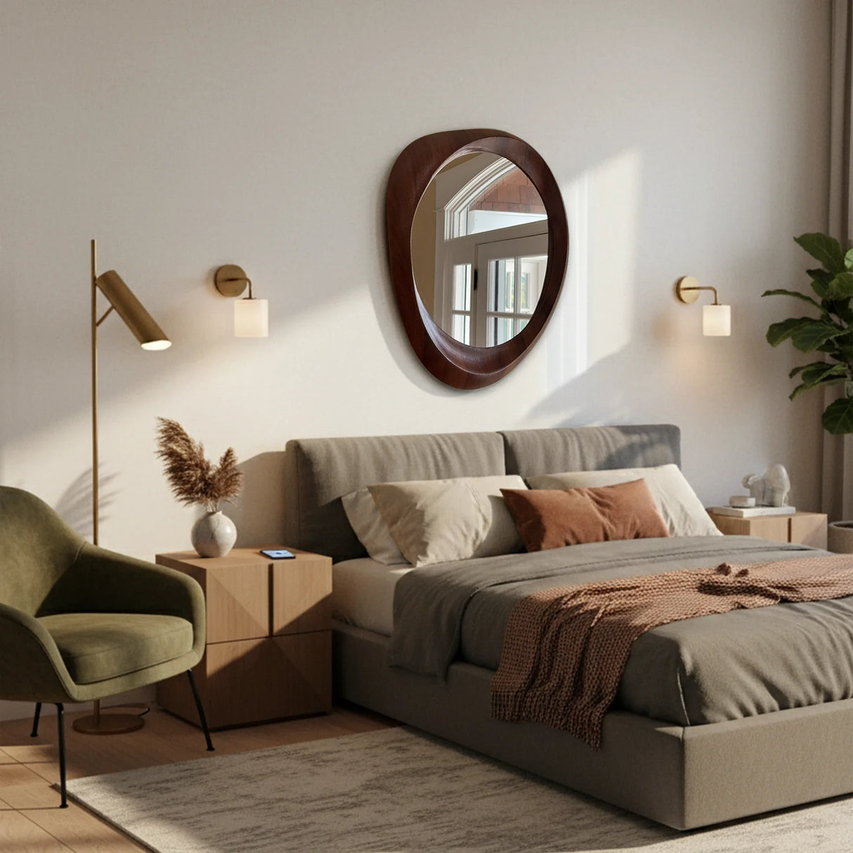 Woodworked Elegance Irregular Round Mirror