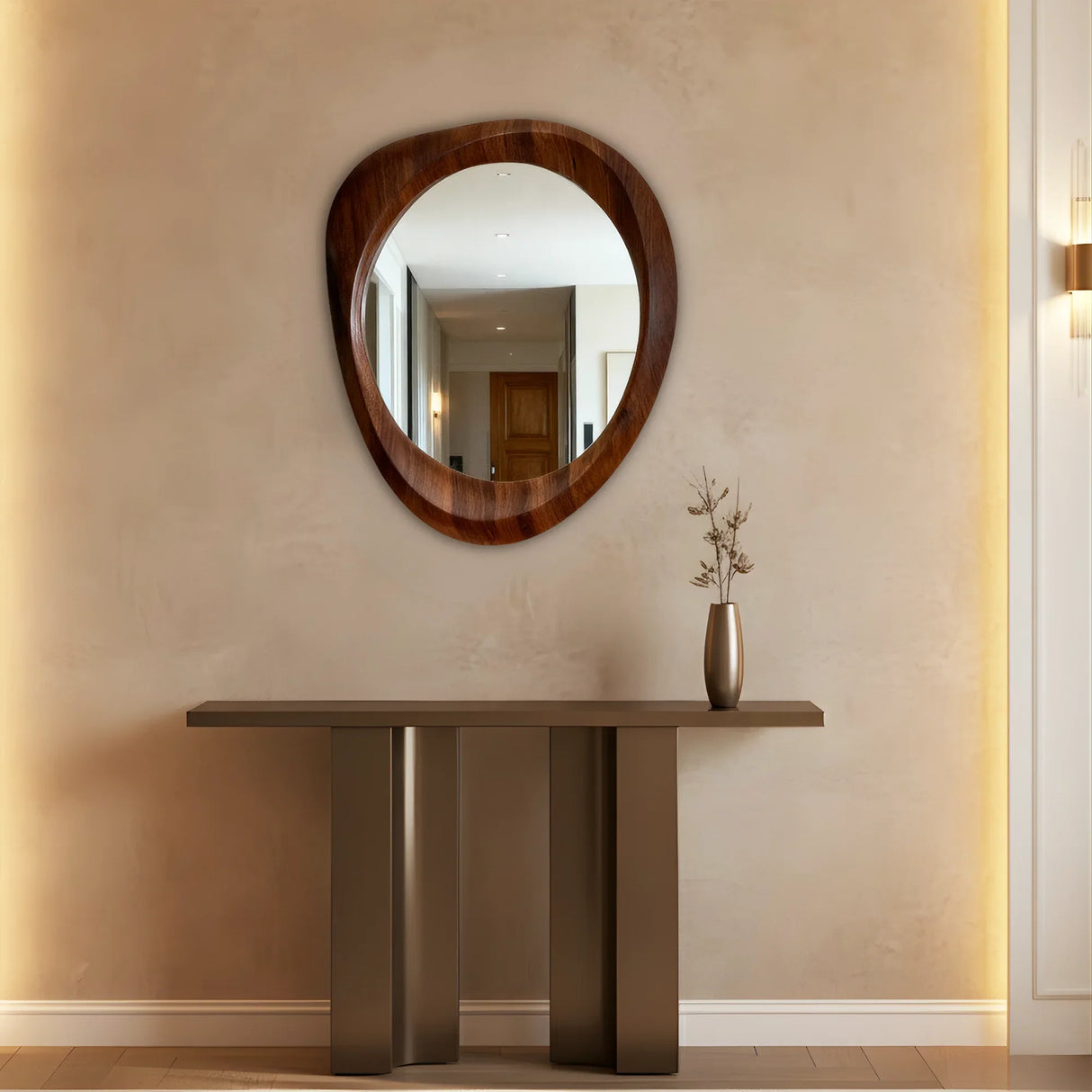 Woodworked Elegance Irregular Round Mirror