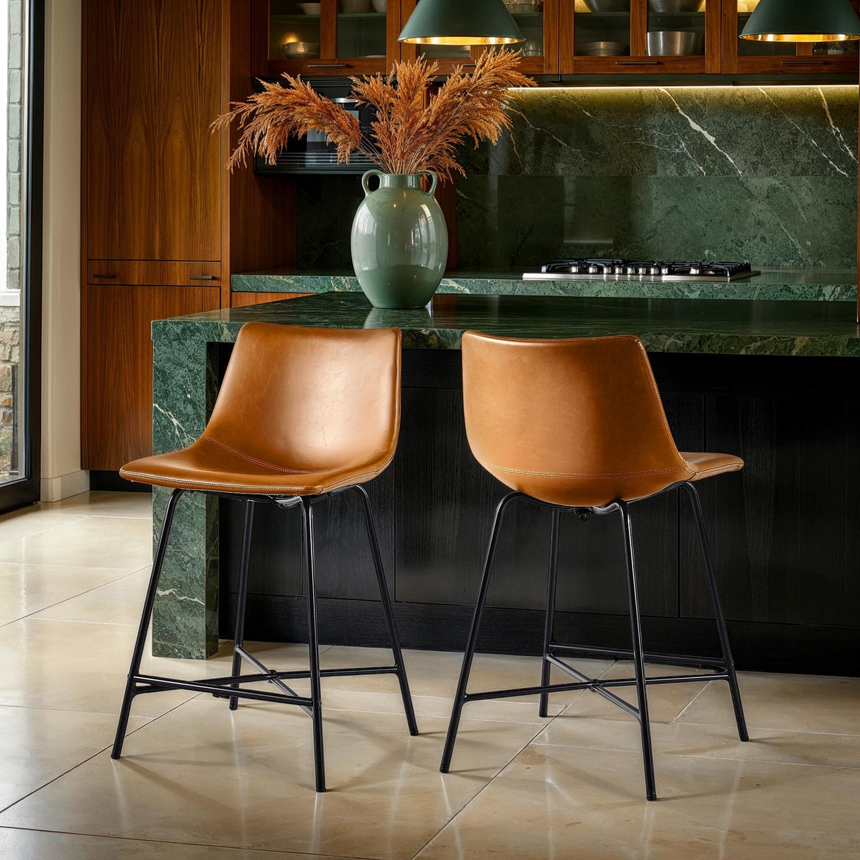 Xuma Urban Industrial Faux Leather Seating Collection (Dining Chair or Counter Stool), Set of 2