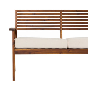 Zander Mid-Century Modern Acacia Outdoor Slat-Back Loveseat