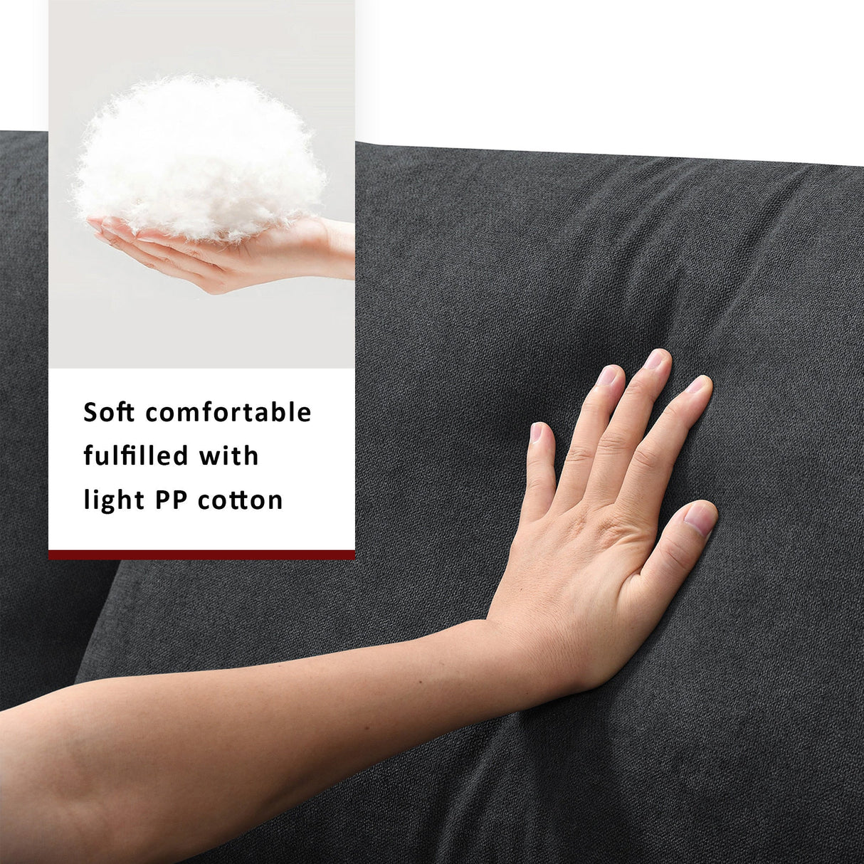 Walker Edison | Chenille Black Modern L-shape Sectional Sofa Ottoman