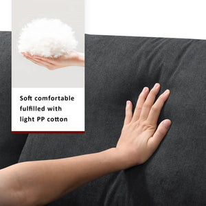 Walker Edison | Chenille Black Modern L-shape Sectional Sofa Ottoman