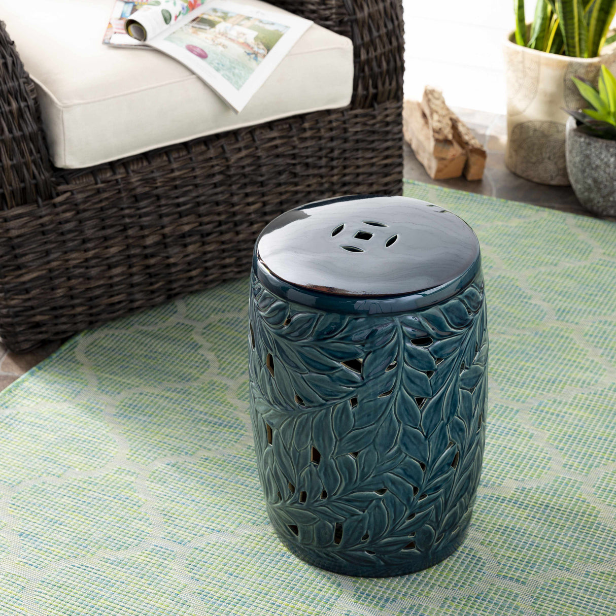 Alpbach Teal Garden Stool