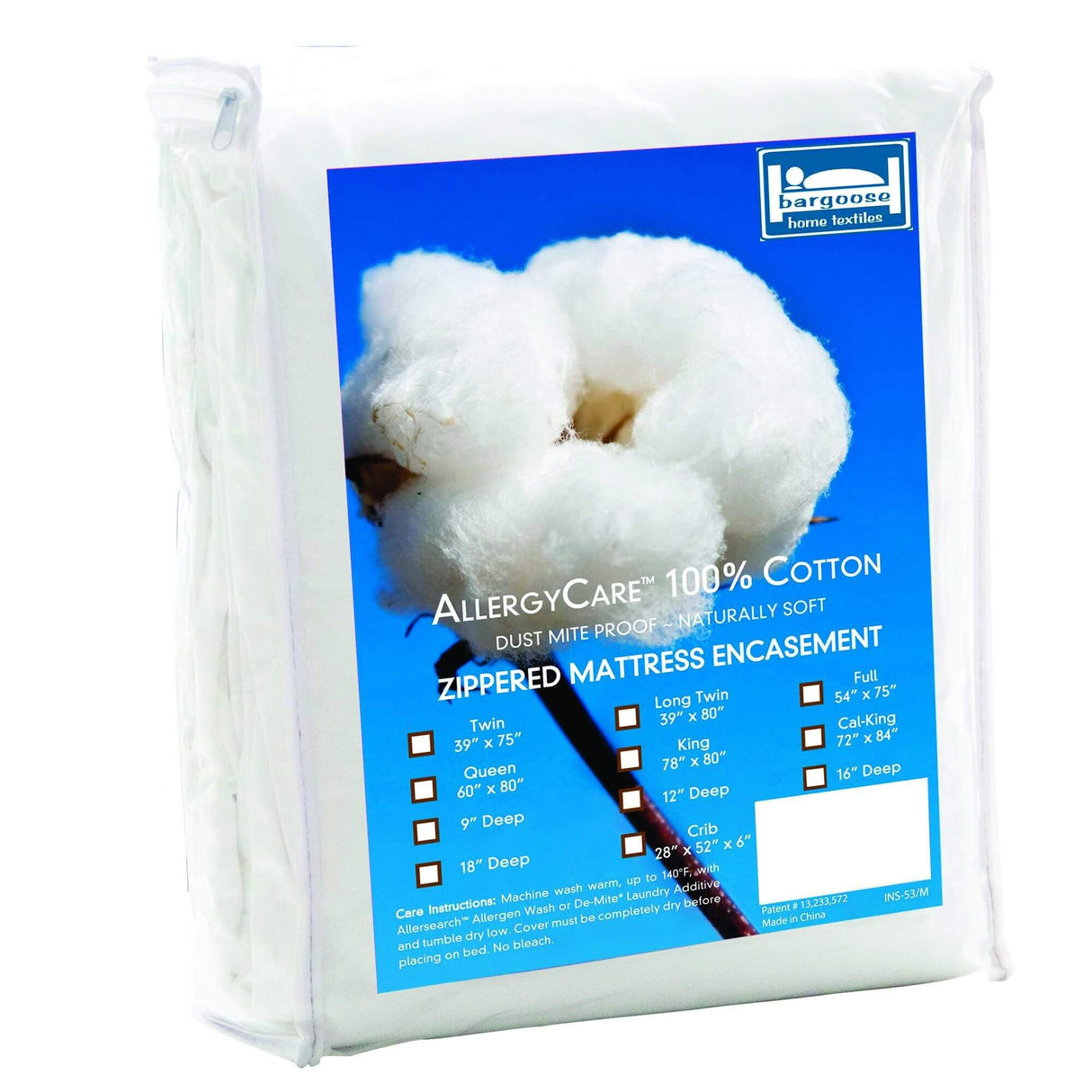 AllergyCare™ - Cotton Zippered Mattress Encasement Protector by Bargoose Home Textiles