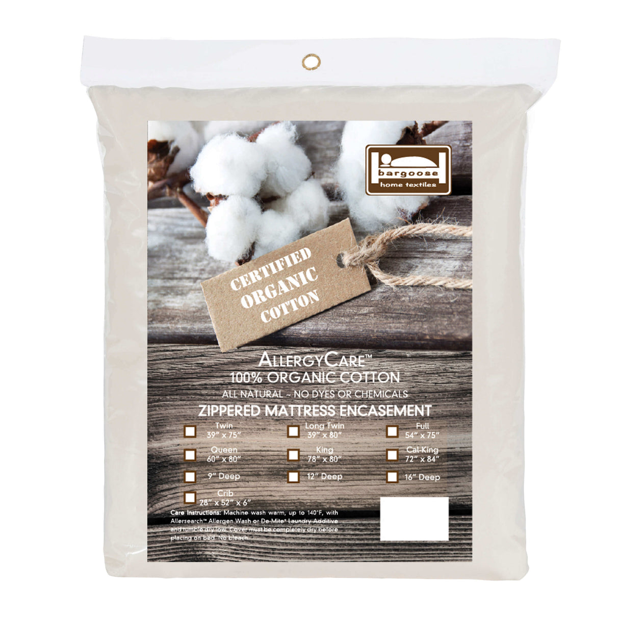 AllergyCare™ - Organic Cotton Zippered Mattress Encasement