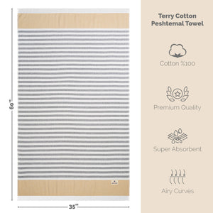 Mediterranean 100% Cotton Turkish Peshtemals, 35" x 60",  Modern & Traditional Turkish Bath Towels