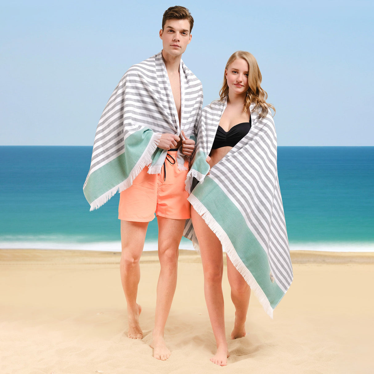 Mediterranean 100% Cotton Turkish Peshtemals, 35" x 60",  Modern & Traditional Turkish Bath Towels