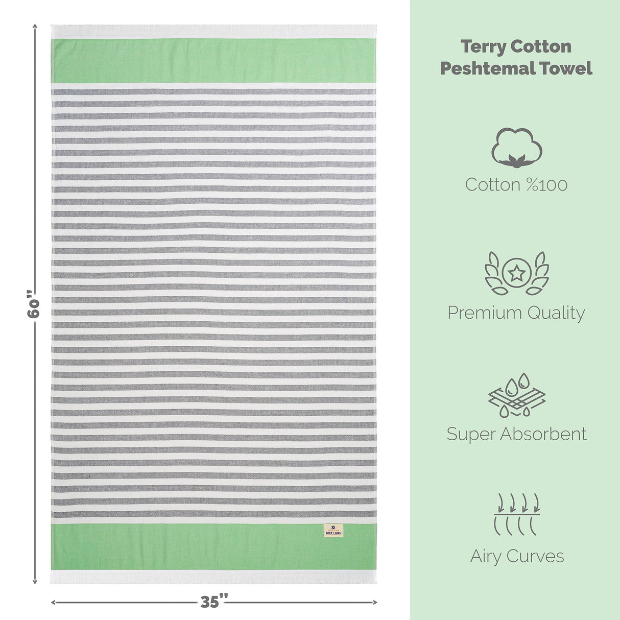 Mediterranean 100% Cotton Turkish Peshtemals, 35" x 60",  Modern & Traditional Turkish Bath Towels