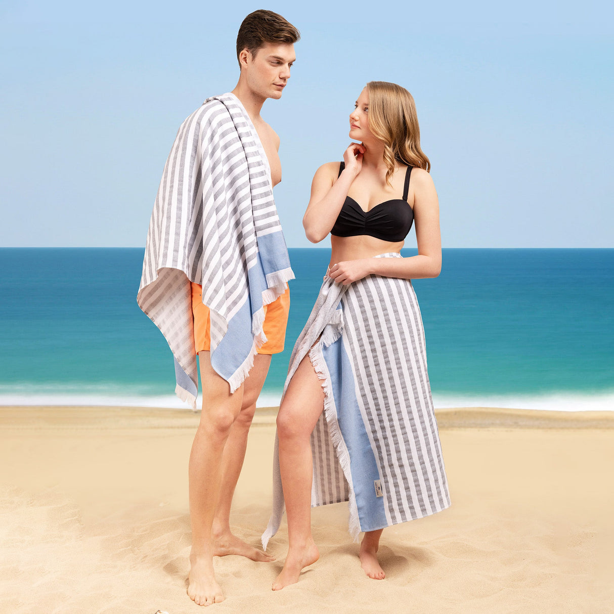 Mediterranean 100% Cotton Turkish Peshtemals, 35" x 60",  Modern & Traditional Turkish Bath Towels