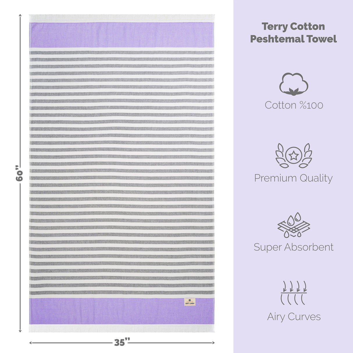 Mediterranean 100% Cotton Turkish Peshtemals, 35" x 60",  Modern & Traditional Turkish Bath Towels