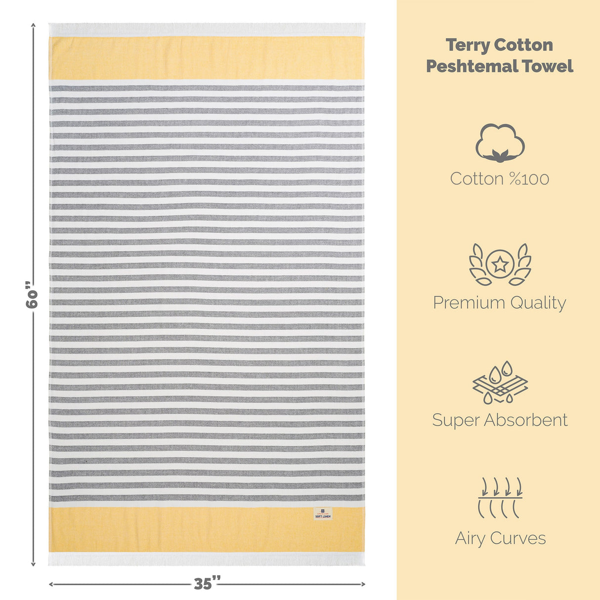 Mediterranean 100% Cotton Turkish Peshtemals, 35" x 60",  Modern & Traditional Turkish Bath Towels