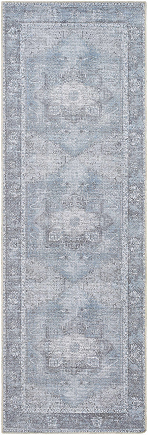 Rosman Blue Washable Area Rug