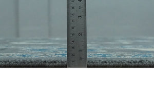 Antique Hand Knotted Oushak Charcoal and Blue Traditional Area Rug