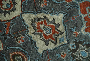 Antique look Gray, Rust and Ivory Hand knotted Traditional Oushak Multi Size Area Rug