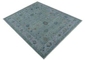 Antique Hand Knotted Charcoal and Gray Traditional Oushak wool Area Rug