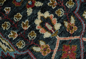 Charcoal and Blue Hand Knotted Oushak Multi Size Wool Area Rug