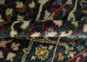 Charcoal and Blue Hand Knotted Oushak Multi Size Wool Area Rug