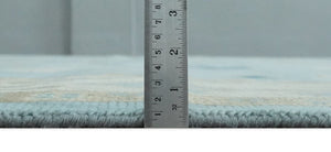 Antique Blue, Ivory and Beige Multi Size Traditional Oushak Wool Rug