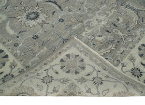 Custom Made Antique Distressed Brown and Beige Hand Knotted Traditional Oriental Oushak Wool Area Rug