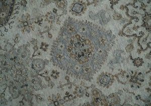 Antique Distressed finished Look Ivory, Charcoal and Beige Custom Made wool Area Rug