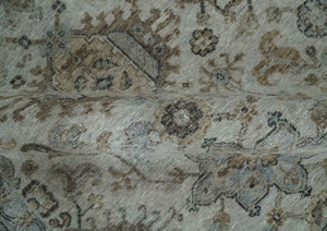 Antique Distressed finished Look Ivory, Charcoal and Beige Custom Made wool Area Rug