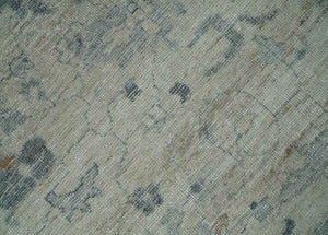 Antique Distressed look Beige and Charcoal Low Pile Multi Size Oushak wool Area Rug