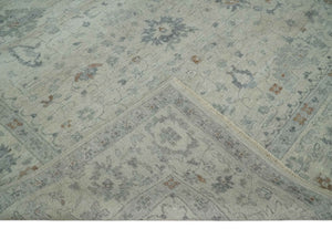 Antique Distressed look Beige and Charcoal Low Pile Multi Size Oushak wool Area Rug