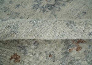 Antique Distressed look Beige and Charcoal Low Pile Multi Size Oushak wool Area Rug