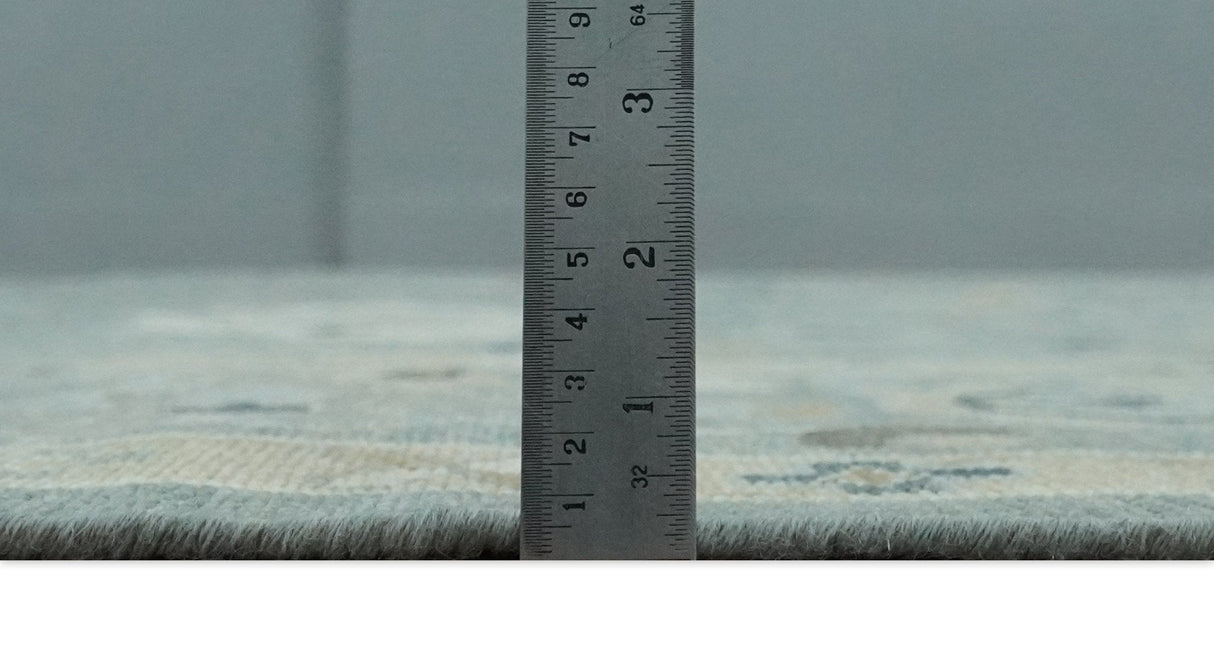 Antique Finish Multi Size Hand Knotted Oushak Silver and Beige Traditional Area Rug