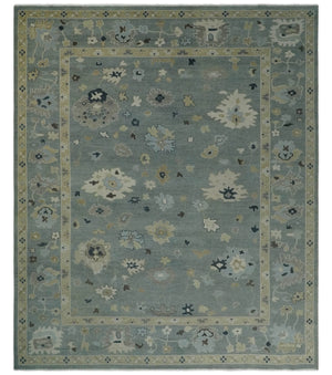 Antique Finish Multi Size Hand Knotted Oushak Silver and Beige Traditional Area Rug