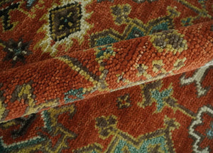 Custom Made Hand Knotted Rust and Black Traditional Wool Rug