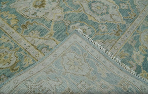 Hand Knotted Traditional Turkish Teal Oushak Wool Rug